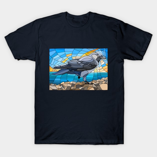 Jackdaw In Glass T-Shirt by Hareguizer